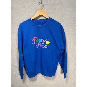 Addison Rae Pouty Face Cobalt Blue Crewneck‎ Sweater Womens Size Medium